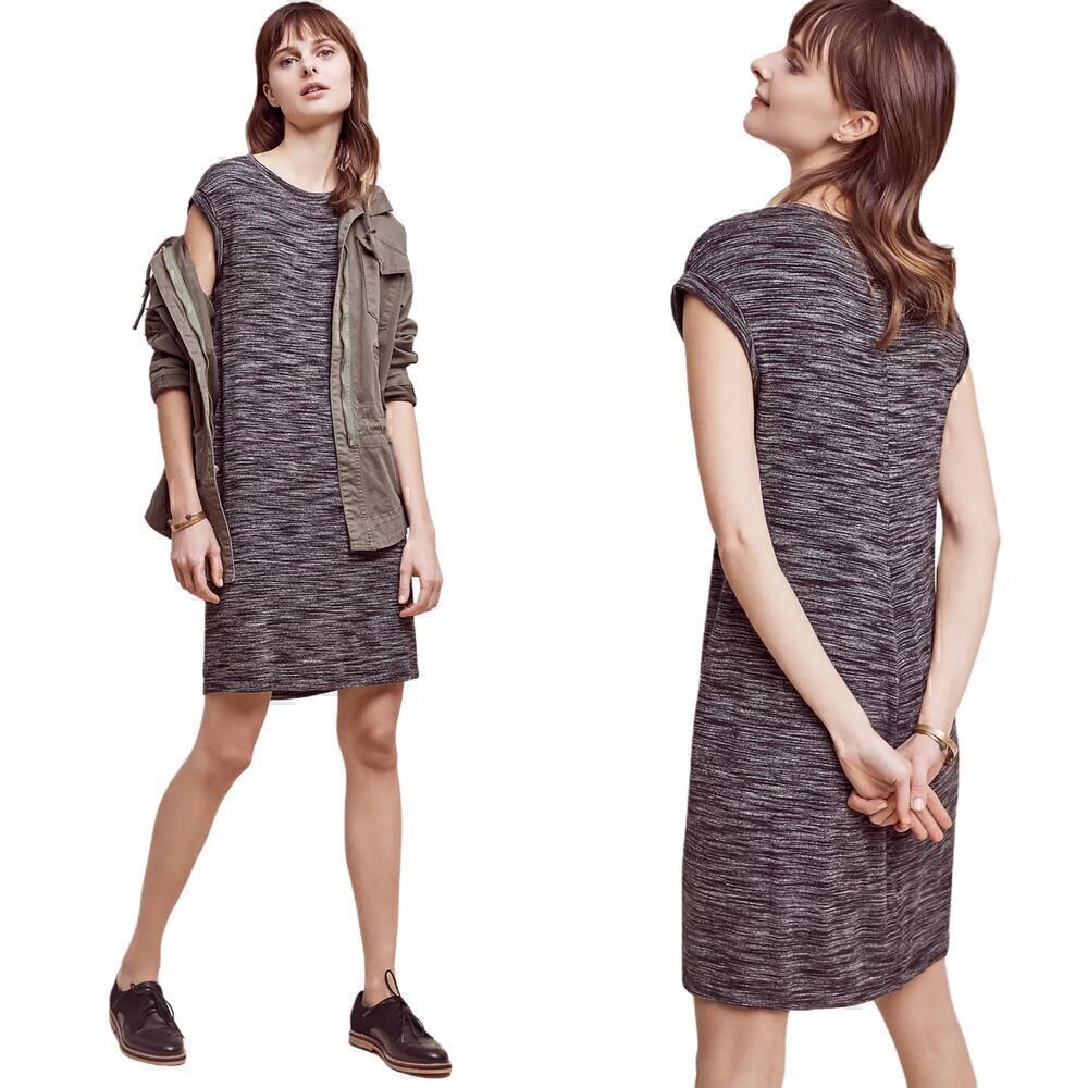Cloth & Stone Anthropologie Melange Jersey Knit Grey Space Dye Dress Size Small